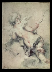 Cupidon couché sur les nuages